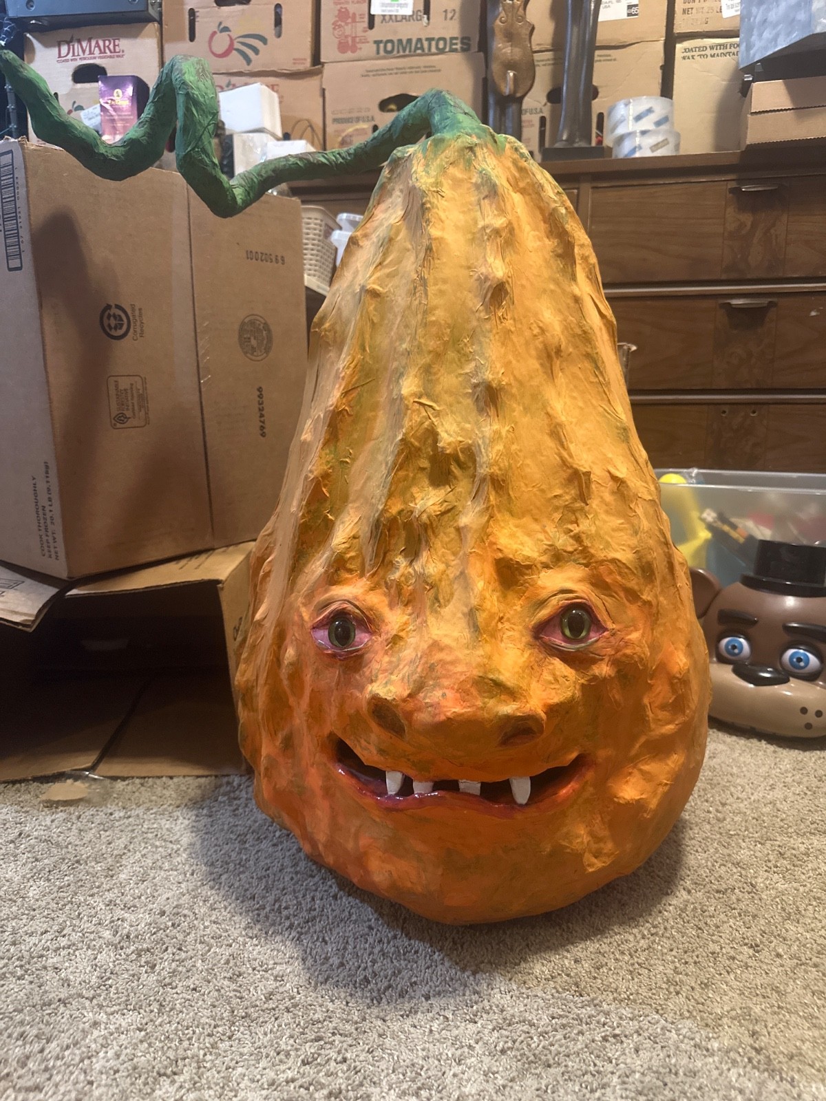 Vintage Large Rare Style Paper Mache Jack O Lantern Halloween Pumpkin 25 inch Vintage Large Rare Style Paper Mache Jack O Lantern Halloween Pumpkin 25 inch
