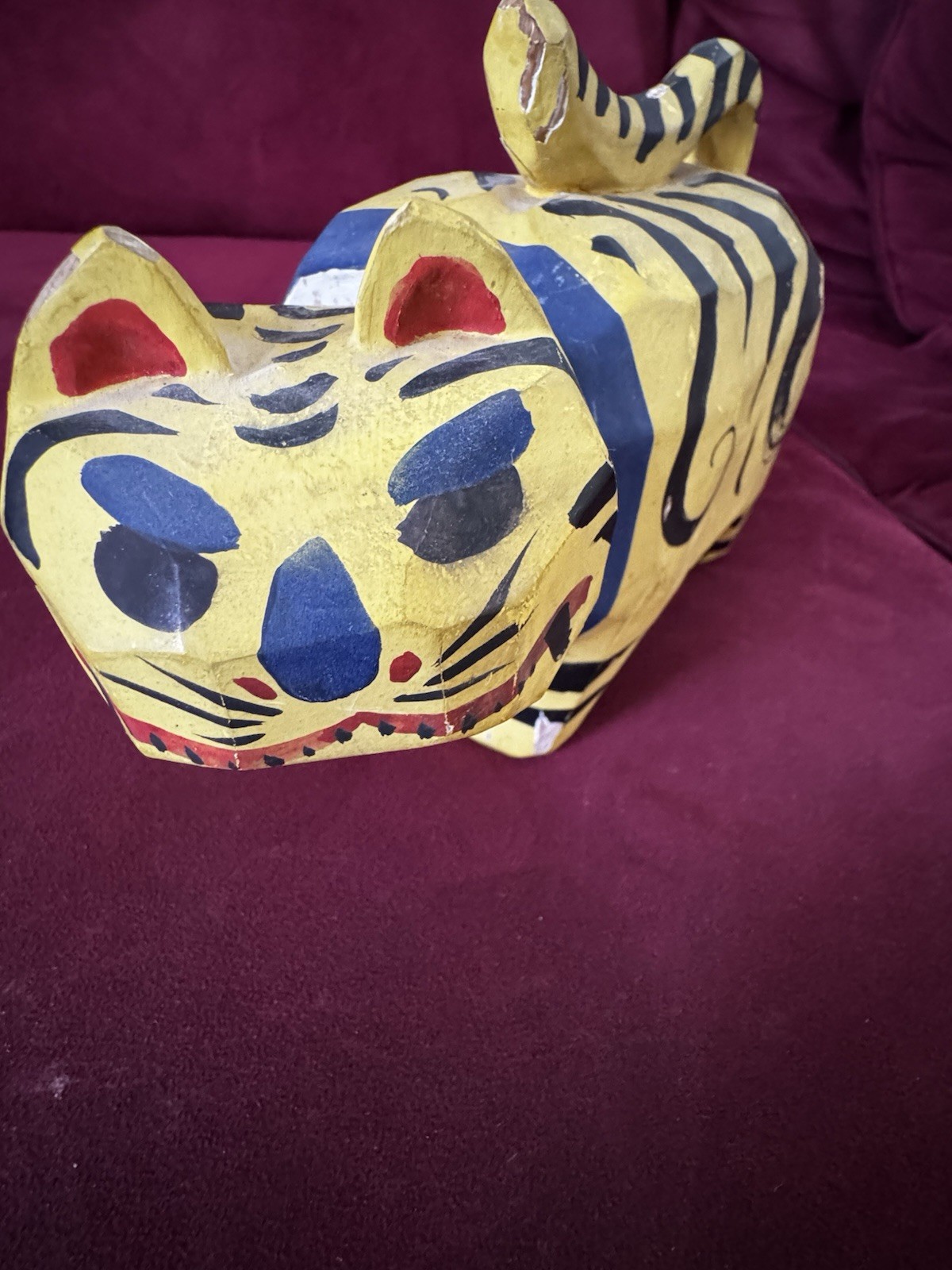 Vintage Japanese Folk Art Tiger Sculpture Hand Painted Original Box 9x6x4.5” Vintage Japanese Folk Art Tiger Sculpture Hand Painted Original Box 9x6x4.5”