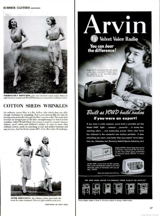 1951 Arvin PRINT AD Model 540T 480TFM 446-P Radio's 1951 Arvin PRINT AD Model 540T 480TFM 446-P Radio's