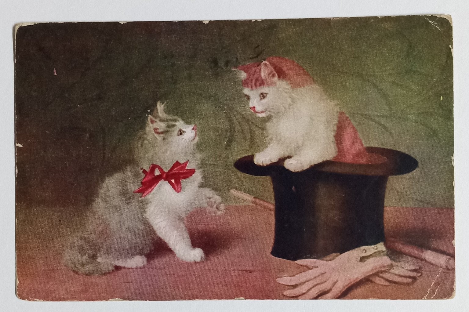 Vintage 1910 Postcard Kittens Top Hat Magic Act Cats Antique Grants Pass OR Vintage 1910 Postcard Kittens Top Hat Magic Act Cats Antique Grants Pass OR