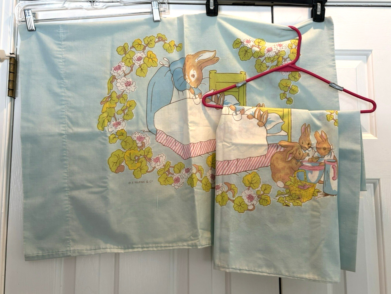 TWO Vintage Peter Rabbit Beatrix Potter PILLOWCASES JCPenney 30x21” Standard