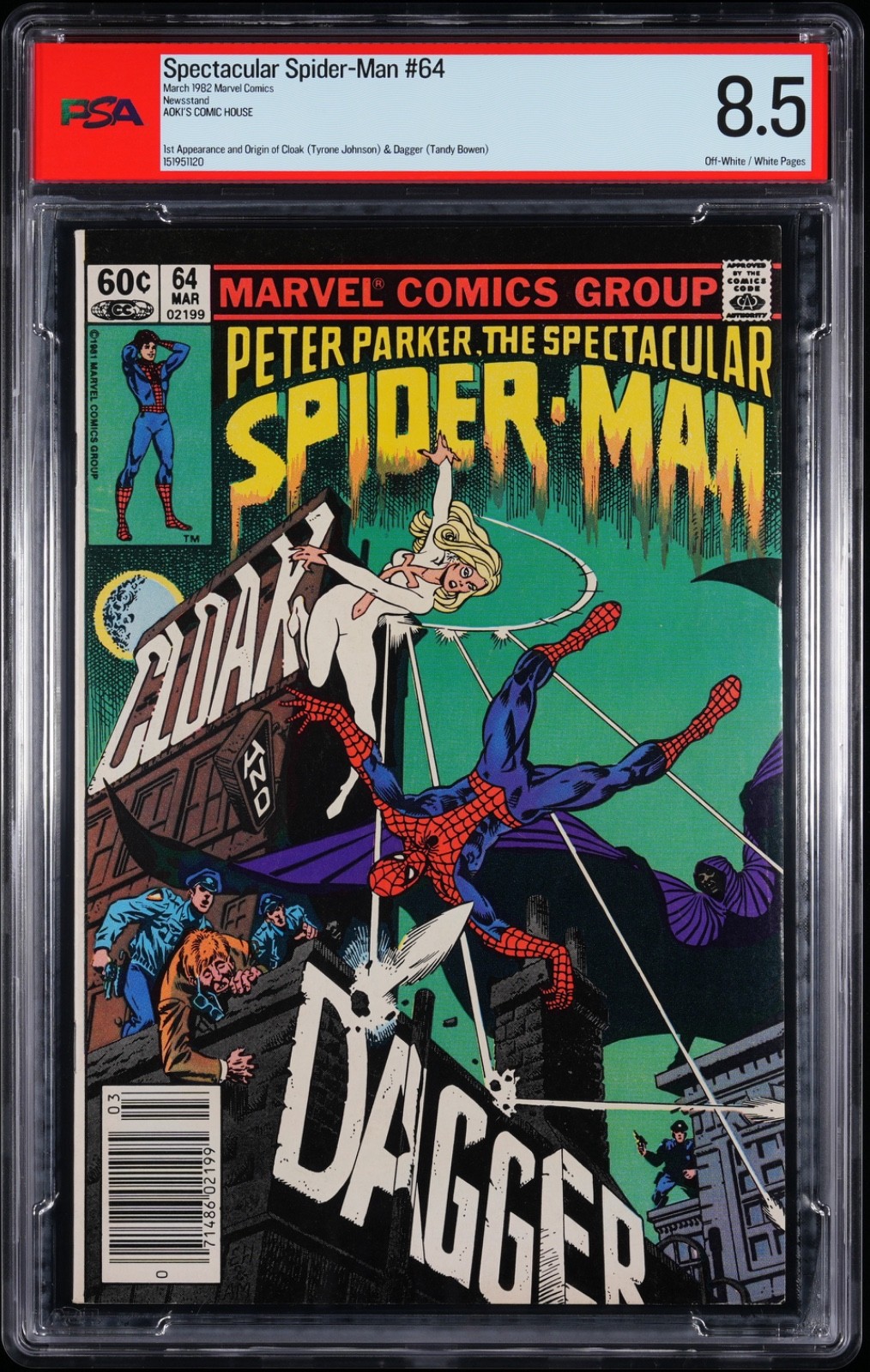 The Spectacular Spider-Man #64 PSA 8.5 1982 Newsstand Origin Cloak + Dagger The Spectacular Spider-Man #64 PSA 8.5 1982 Newsstand Origin Cloak + Dagger