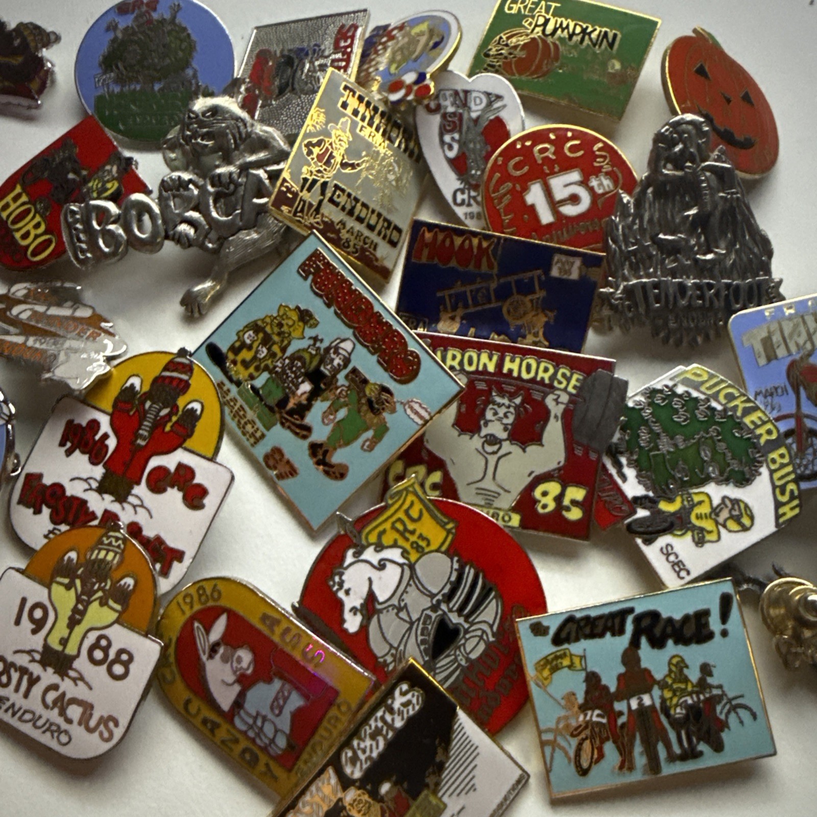 Vintage Enduro Motorcycle Lapel Pins Mixed Lot Hobo Iron Horse CRC 85 1988 Vintage Enduro Motorcycle Lapel Pins Mixed Lot Hobo Iron Horse CRC 85 1988