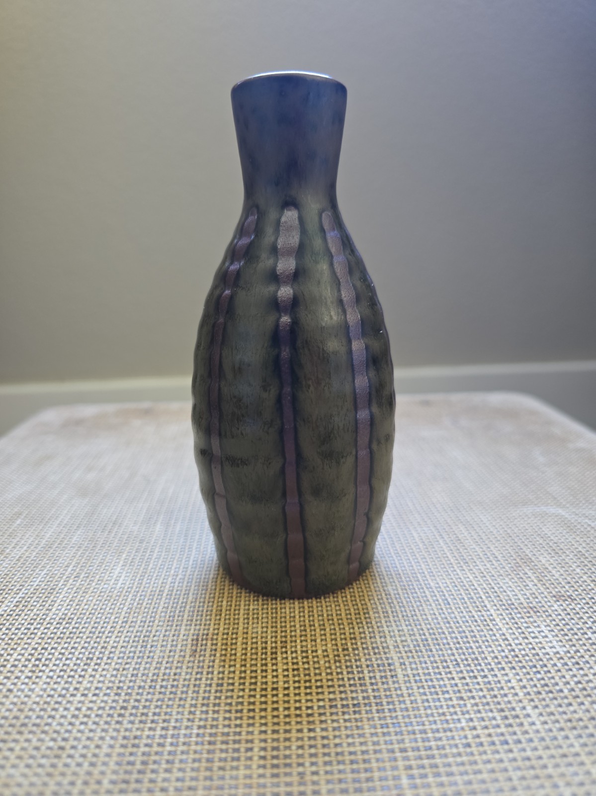 Vtg Otagiri  OMC Japan Sake Bottle or Vase MCM Olive Green Textured Purplish