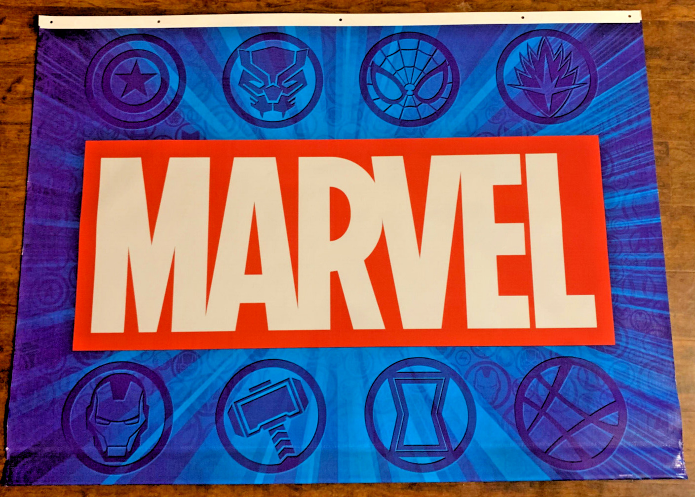 Marvel Superhero Vinyl Wall Banner 4\'x3\' Feet Marvel Logo with 8 Character Icons