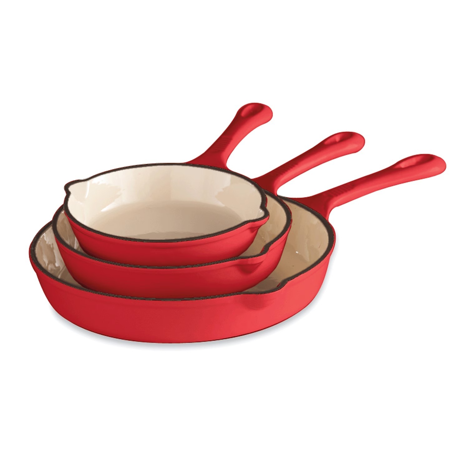 3 Piece Enameled Cast Iron Skillet Set - 3 Piece Enameled Cast Iron Skillet Set -