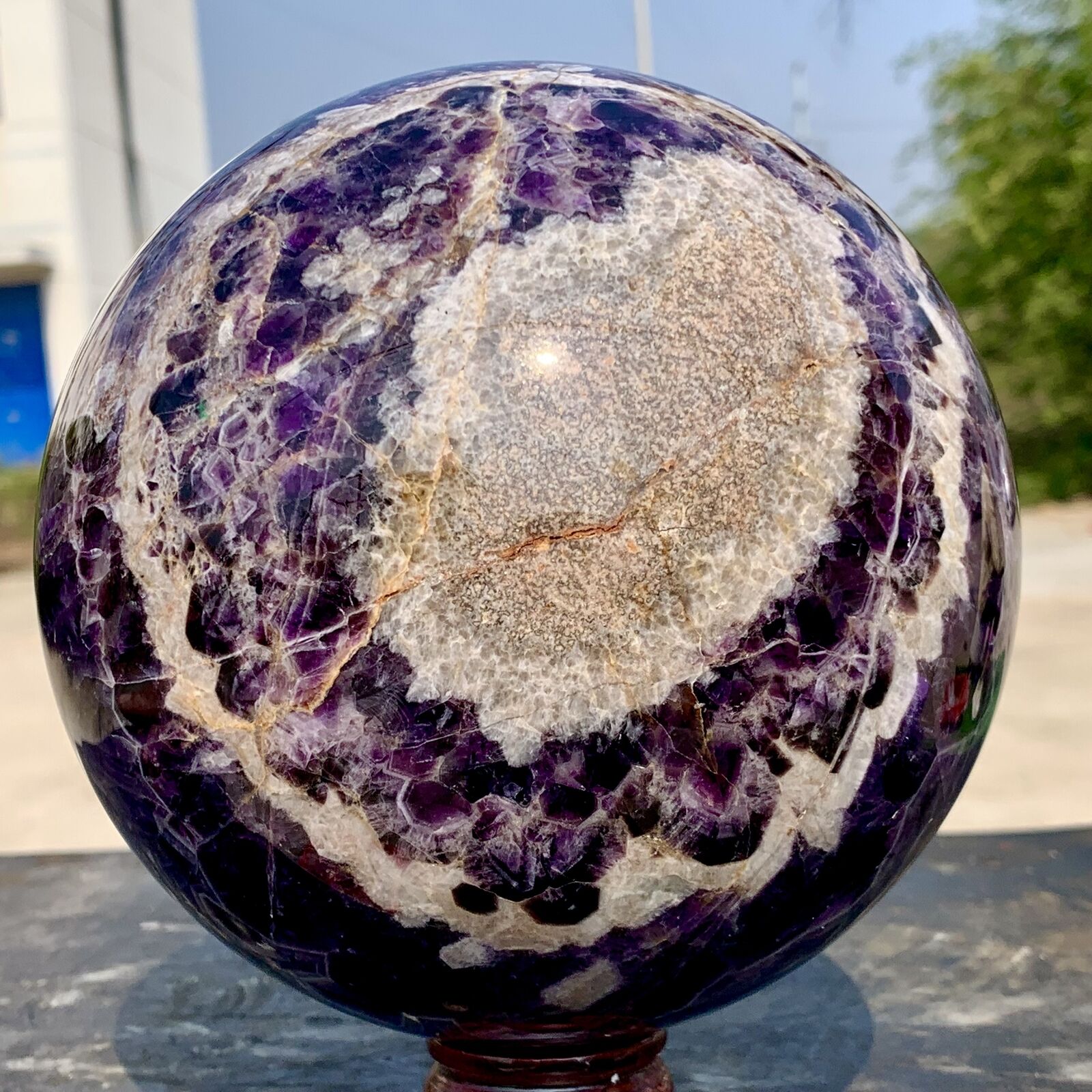 10.1LB Natural beautiful Dream Amethyst Quartz Crystal Sphere Ball Healing