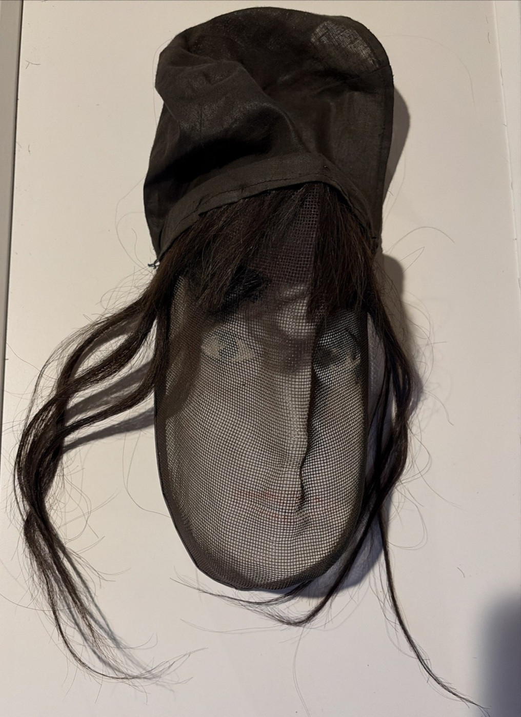 Antique c1900 Odd Fellows IOOF Secret Ceremonial Wire Mesh Mask Human Hair Hood Antique c1900 Odd Fellows IOOF Secret Ceremonial Wire Mesh Mask Human Hair Hood