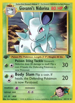 Pokemon Gym Challenge Giovanni's Nidorina #044/132 1st Edition