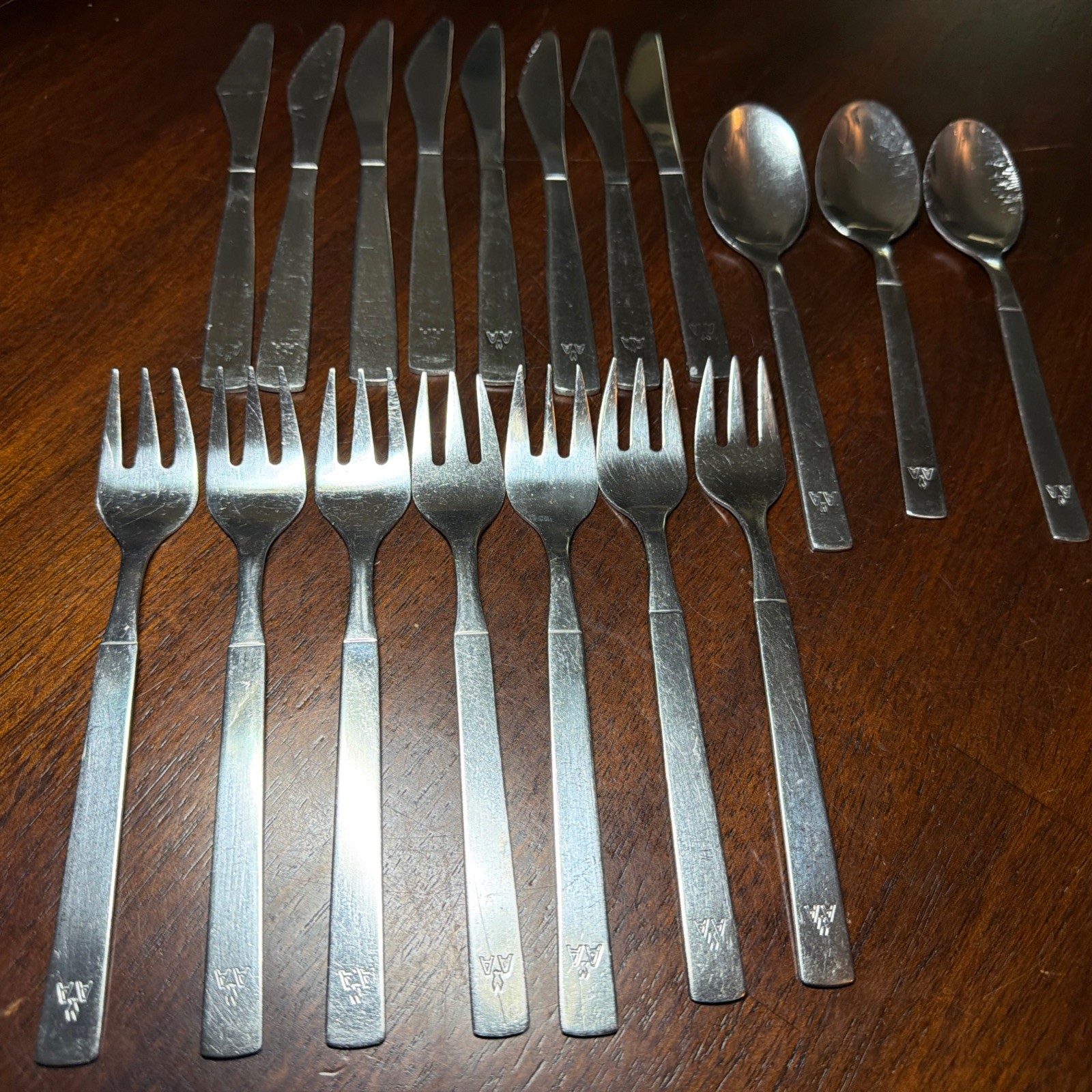 Vintage American Airlines Stainless Flatware Lot 18 Pc Sola Oneida First Class 