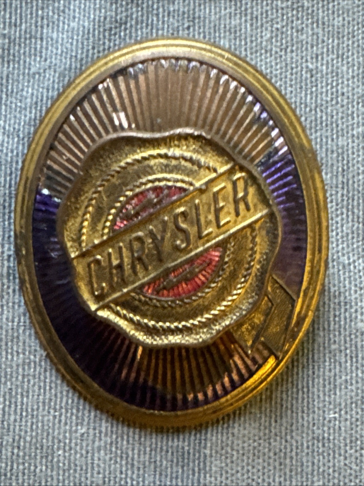 Vintage Chrysler Radiator Badge 1928-1933 Enameled 3D Goldtone Center Original Vintage Chrysler Radiator Badge 1928-1933 Enameled 3D Goldtone Center Original