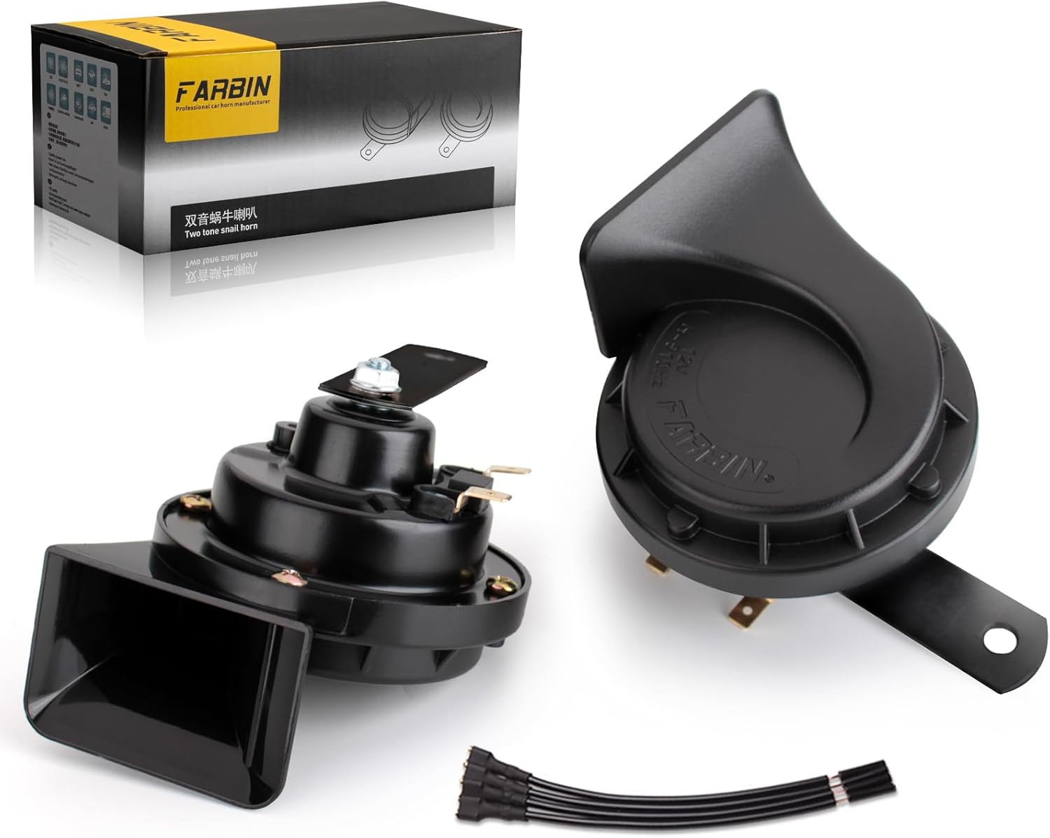 Horns Auto Horn 12V Car Horn Loud Dual-Tone Waterproof Electric Snail Horns Auto Horn 12V Car Horn Loud Dual-Tone Waterproof Electric Snail
