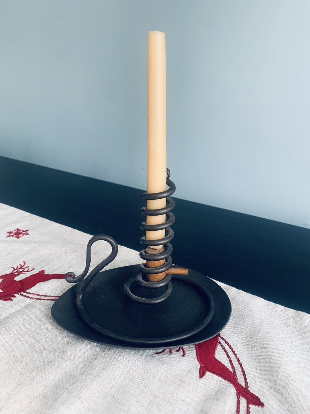 Stone County Ironworks Hand Forged Iron COURTING CANDLE HOLDER With Drip Pan