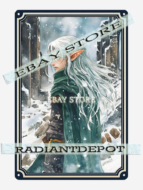 winter elf forest wall art Metal Tin Sign magical woodland snow fantasy fairytal