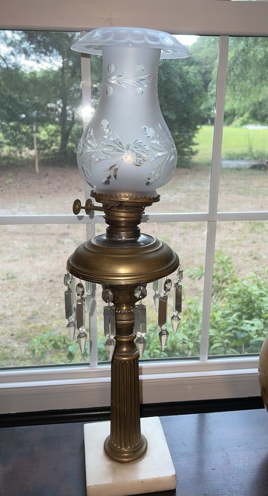 Antique 1843 CORNELIUS & CO. BRASS ASTRAL LAMP MARBLE BASE & Etched Glass shade Antique 1843 CORNELIUS & CO. BRASS ASTRAL LAMP MARBLE BASE & Etched Glass shade