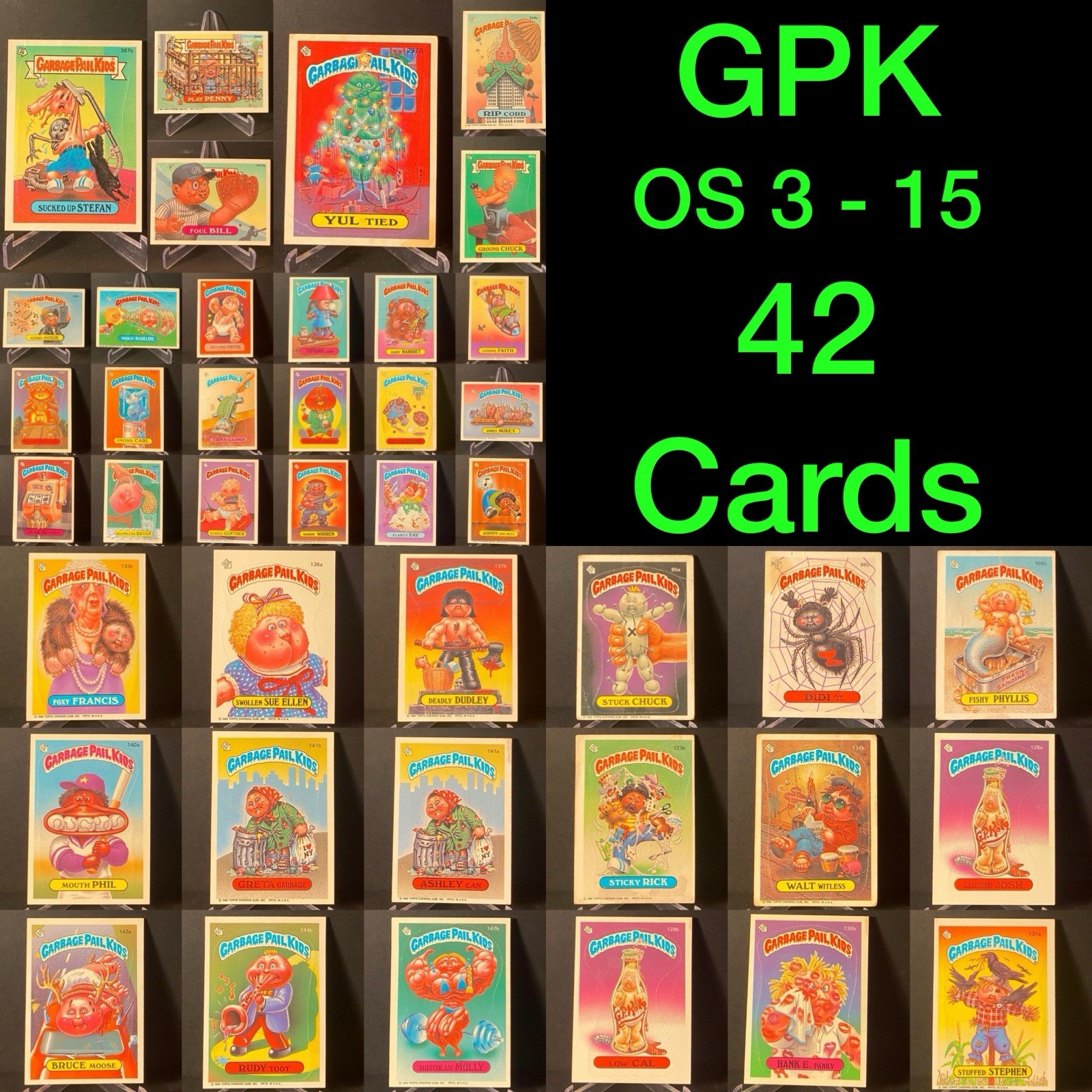 Garbage Pail Kids 1985 GPK OS3 - OS15 42 Cards Lot Original Series MP - HP Garbage Pail Kids 1985 GPK OS3 - OS15 42 Cards Lot Original Series MP - HP