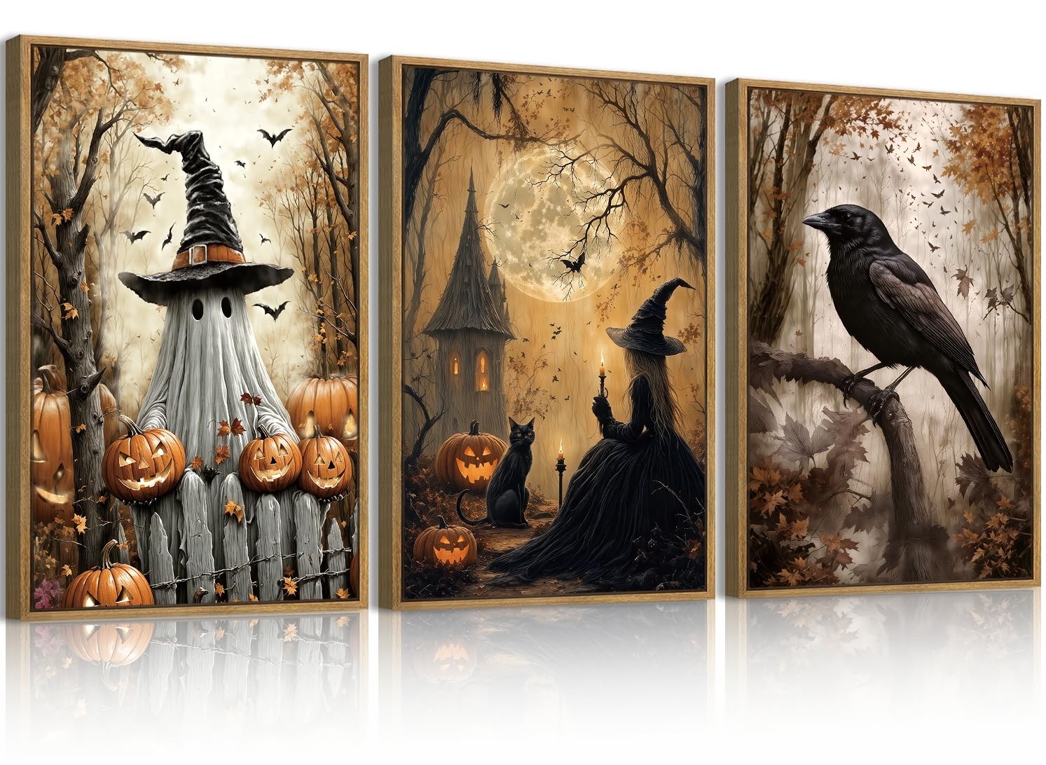 ANHUIB Vintage Halloween Wall Art Witch, 24"L x 16"W ANHUIB Vintage Halloween Wall Art Witch, 24"L x 16"W