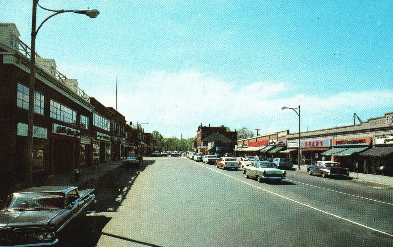 Postcard Downtown Business District Road Famous Street Lexington Massachusetts Postcard Downtown Business District Road Famous Street Lexington Massachusetts