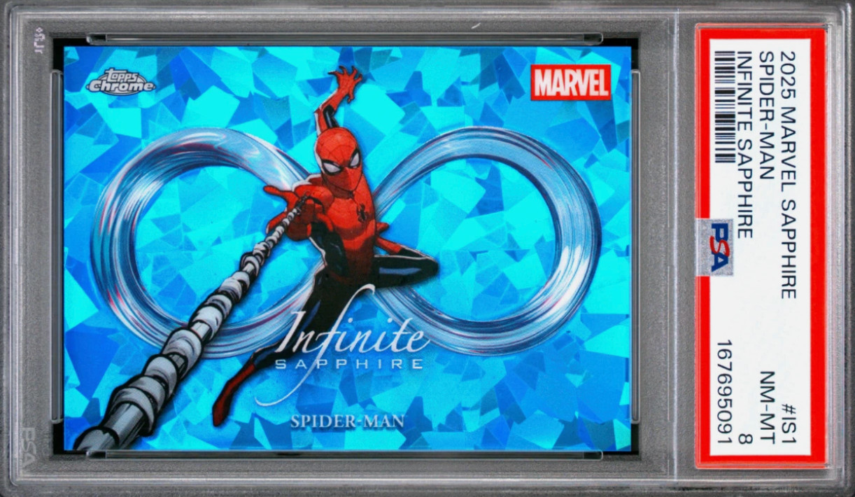 SPIDER-MAN 2025 Topps Chrome Marvel Sapphire Infinite #IS1 PSA 8 Case Hit SSP