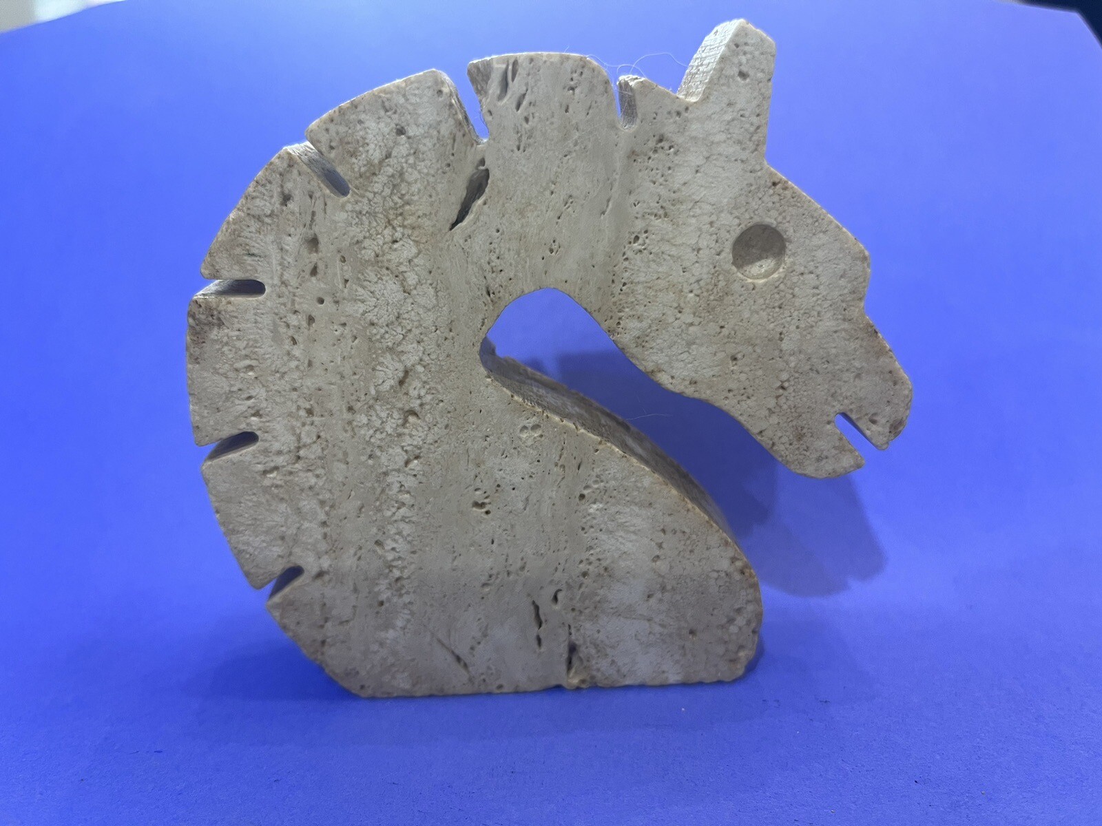 Travertine Small Horse Sculpture Italian Fratelli Mannelli, 1970s Round Travertine Small Horse Sculpture Italian Fratelli Mannelli, 1970s Round