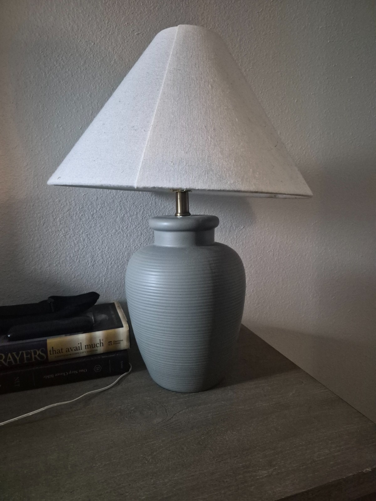 two matching  grey table lamps only 5months old