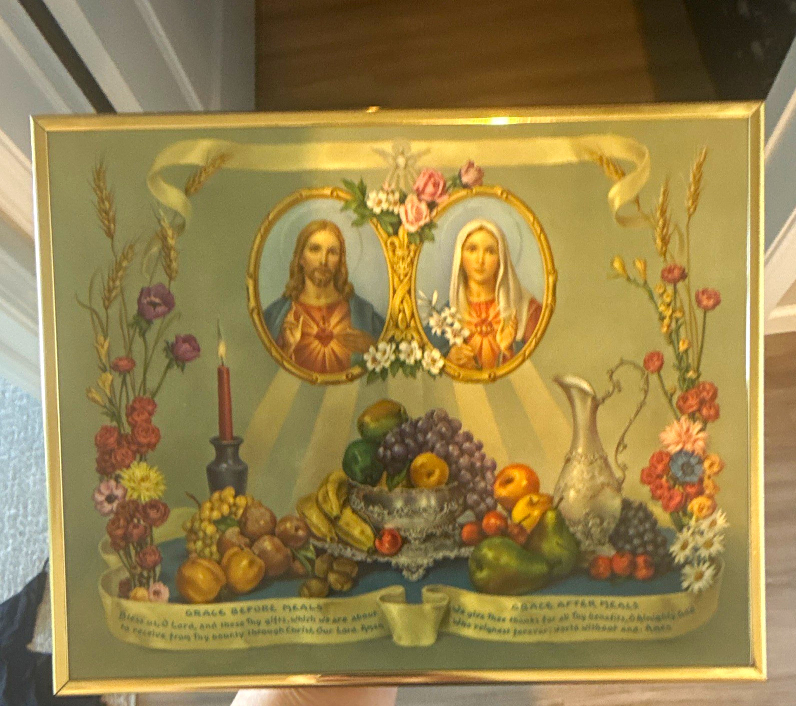 Framed Print Jesus & Mary "Grace Before" / "Grace After" Meals Framed Print Jesus & Mary "Grace Before" / "Grace After" Meals