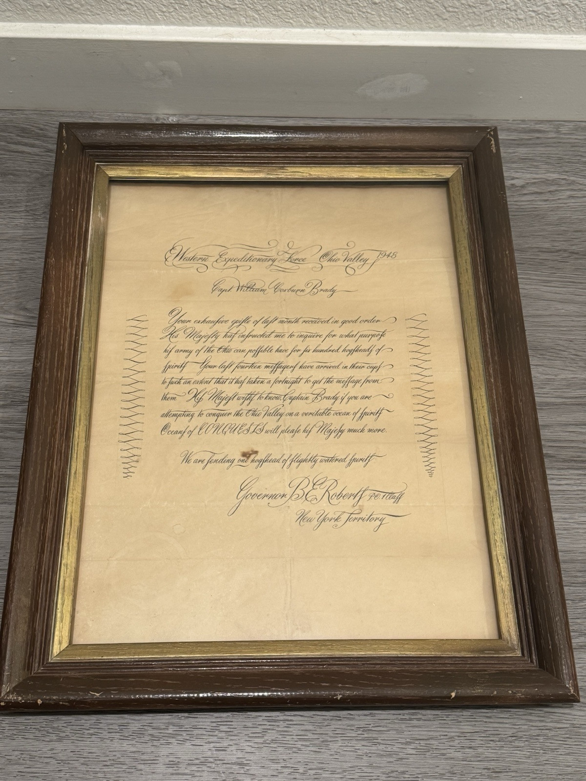 ANTIQUE 1948 Governor B C Robert Western Expeditionary Force Paper Original