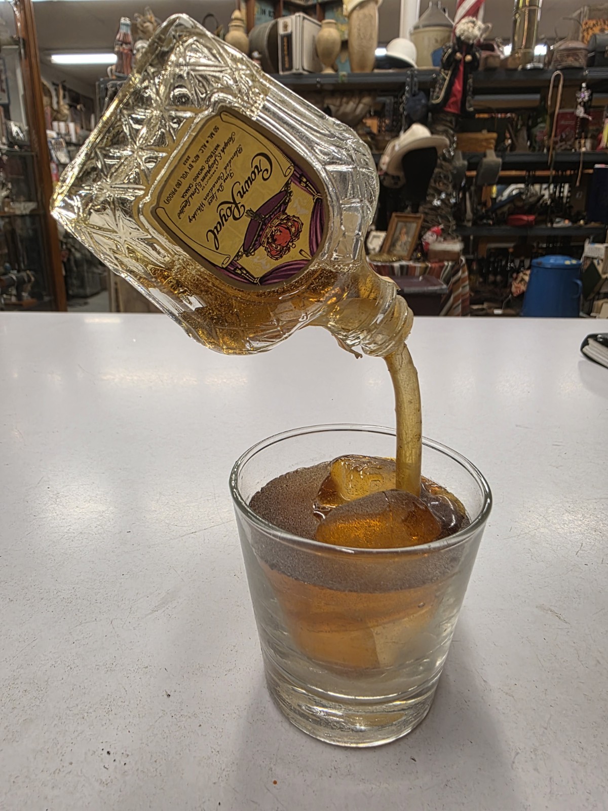 Vintage 1987 Geoffrey Rose 'Frozen Moments' Crown Royal Bottle Pouring Art [T1]