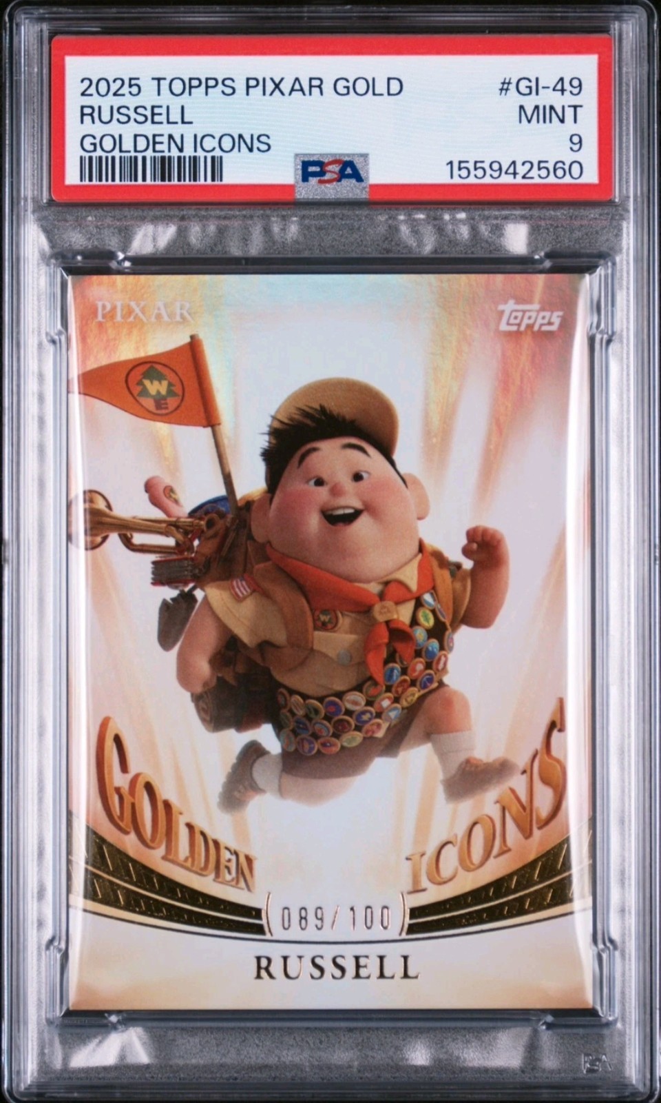 2025 RUSSELL PSA 9 DISNEY TOPPS PIXAR GOLD GOLDEN ICONS UP MOVIE #'d /100 2025 RUSSELL PSA 9 DISNEY TOPPS PIXAR GOLD GOLDEN ICONS UP MOVIE #'d /100