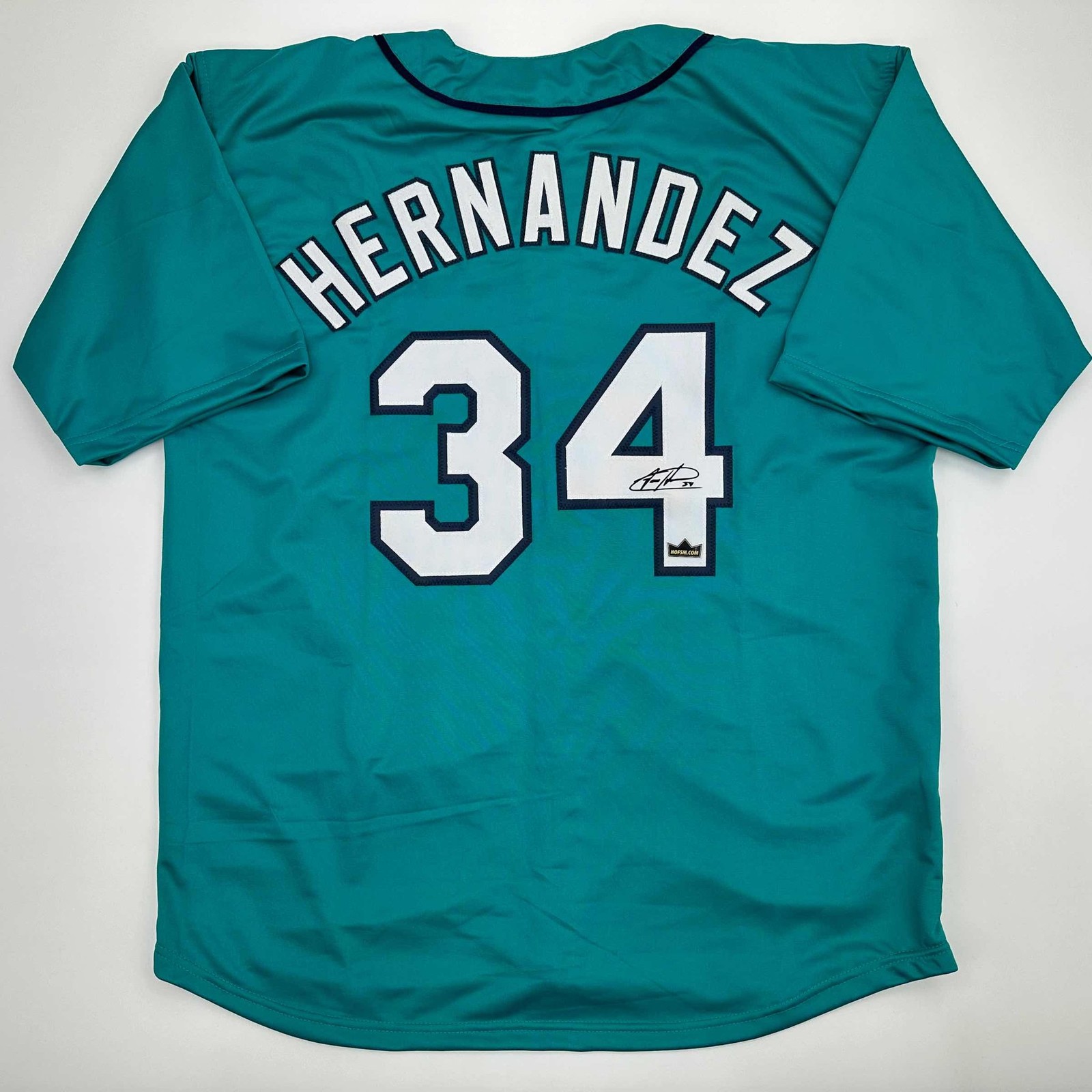Facsimile Autographed Felix Hernandez Seattle Teal Jersey Size Men's XL Facsimile Autographed Felix Hernandez Seattle Teal Jersey Size Men's XL