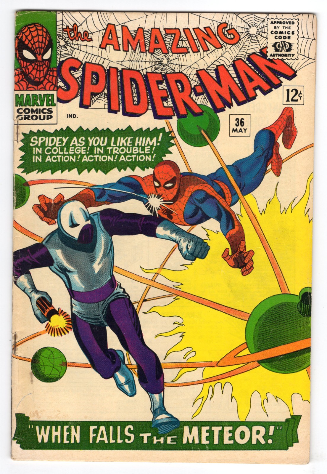 Amazing Spider-Man 36 1966 Marvel Comics VG+ 4.5 1st App Of Looter Gwen Stacy Amazing Spider-Man 36 1966 Marvel Comics VG+ 4.5 1st App Of Looter Gwen Stacy