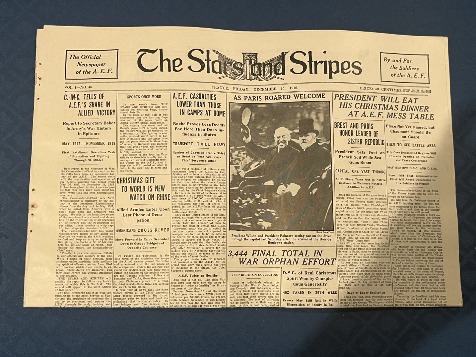 1918 Stars and Stripes WWI Historical Newspaper Incredible Condition 1918 Stars and Stripes WWI Historical Newspaper Incredible Condition