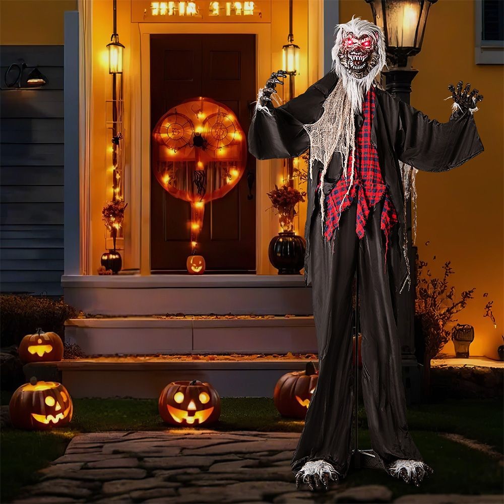 8.2 FT Standing Animatronic Werewolf with Howling Sounds, Red Flashing Eyes