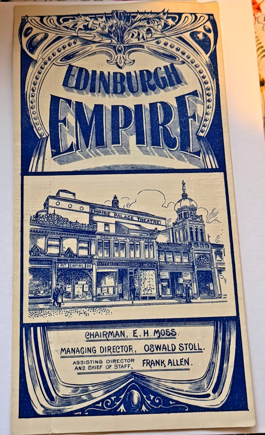 Vintage 1908 Edinburgh Empire Palace Theatre Programme Antique Scotland History Vintage 1908 Edinburgh Empire Palace Theatre Programme Antique Scotland History