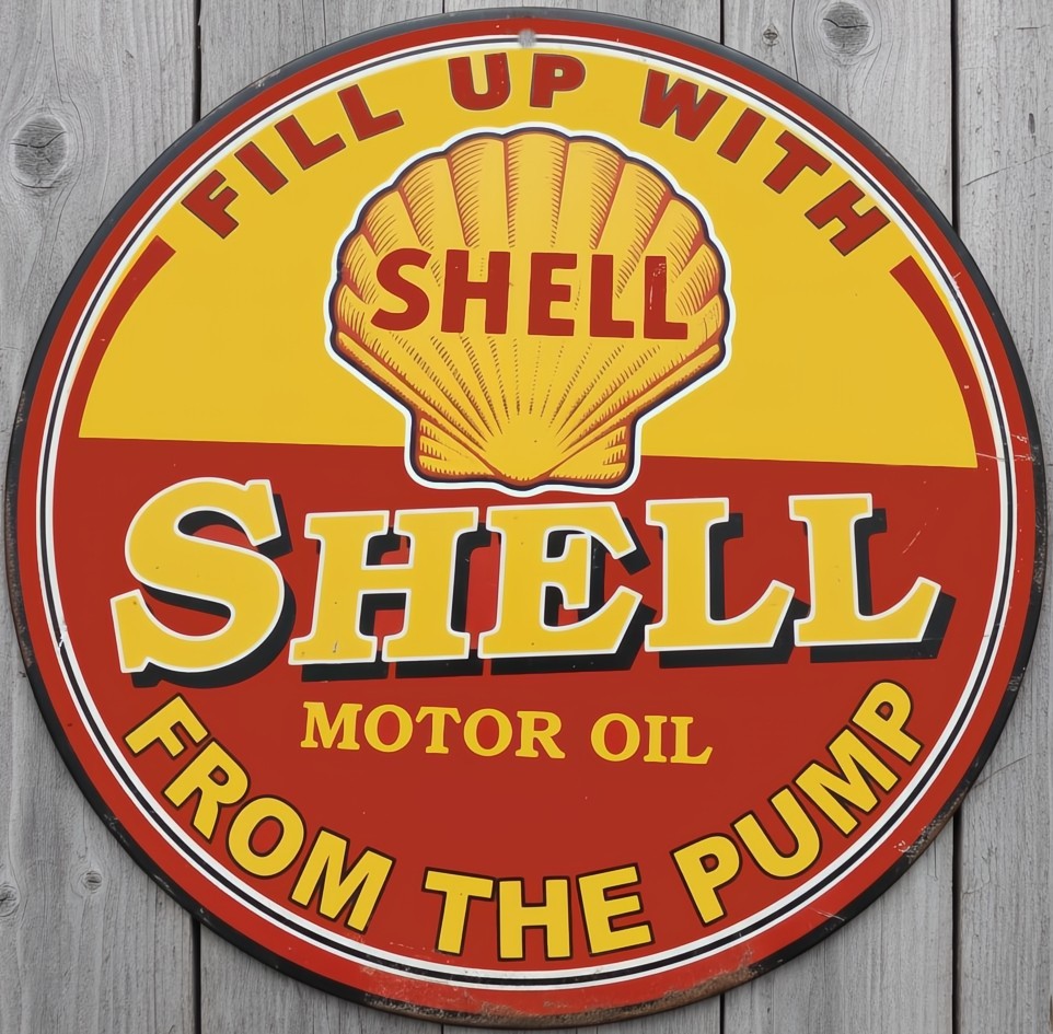 Shell Motor Oil 12" Diameter Vintage Novelty Metal Sign Made In USA New Shell Motor Oil 12" Diameter Vintage Novelty Metal Sign Made In USA New