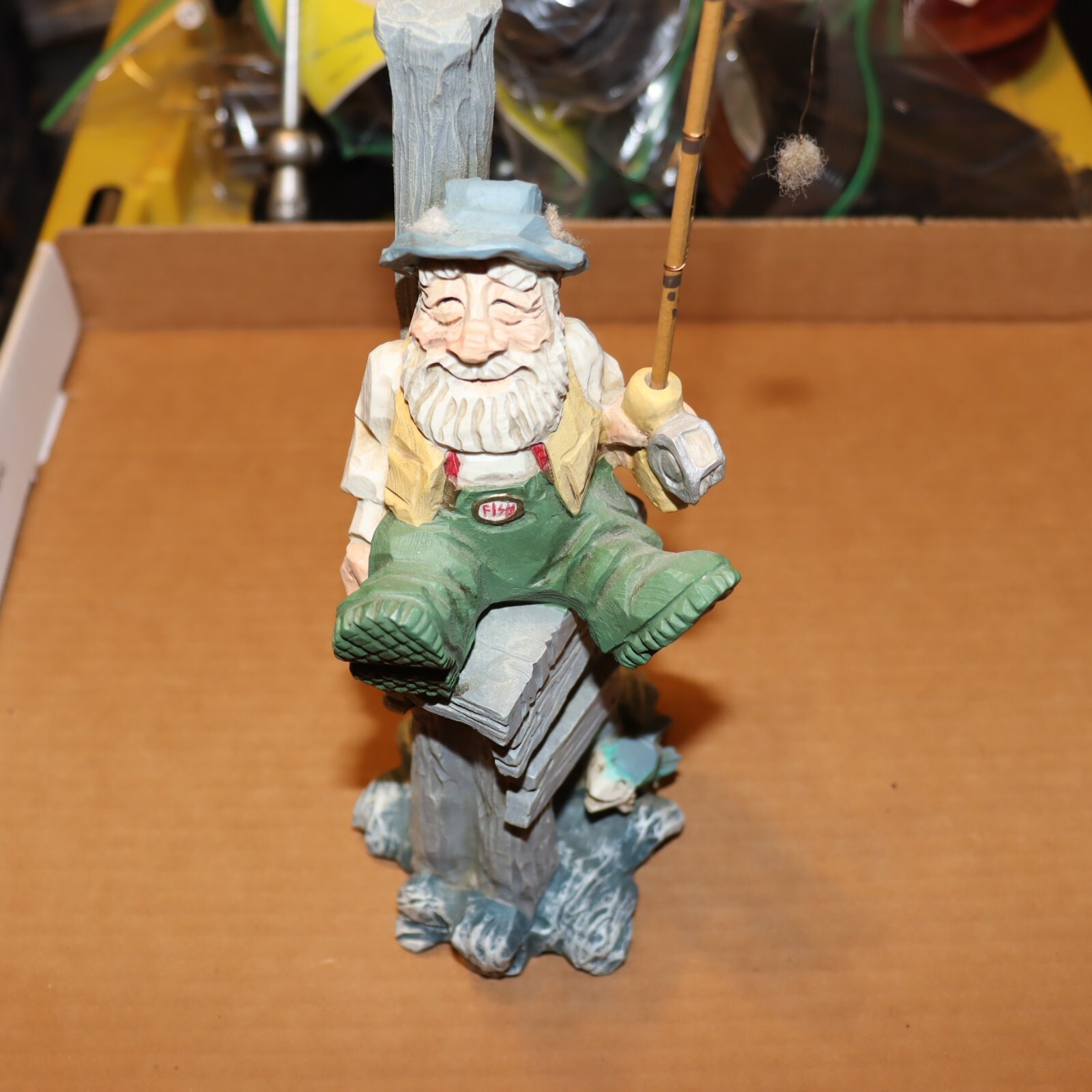 David Frykman "The Fisherman" on Wooden Dock Detachable Pole  Figurine 3057 1996