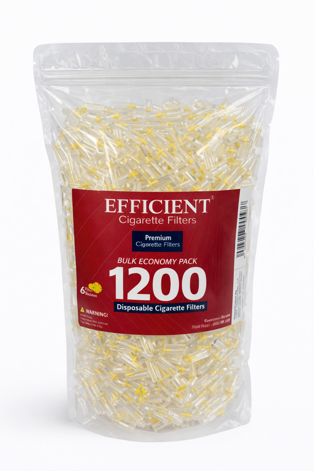 NEW EFFICIENT® Premium Cigarette Filters 6 holes Bulk Economy Pack 1200 filters NEW EFFICIENT® Premium Cigarette Filters 6 holes Bulk Economy Pack 1200 filters