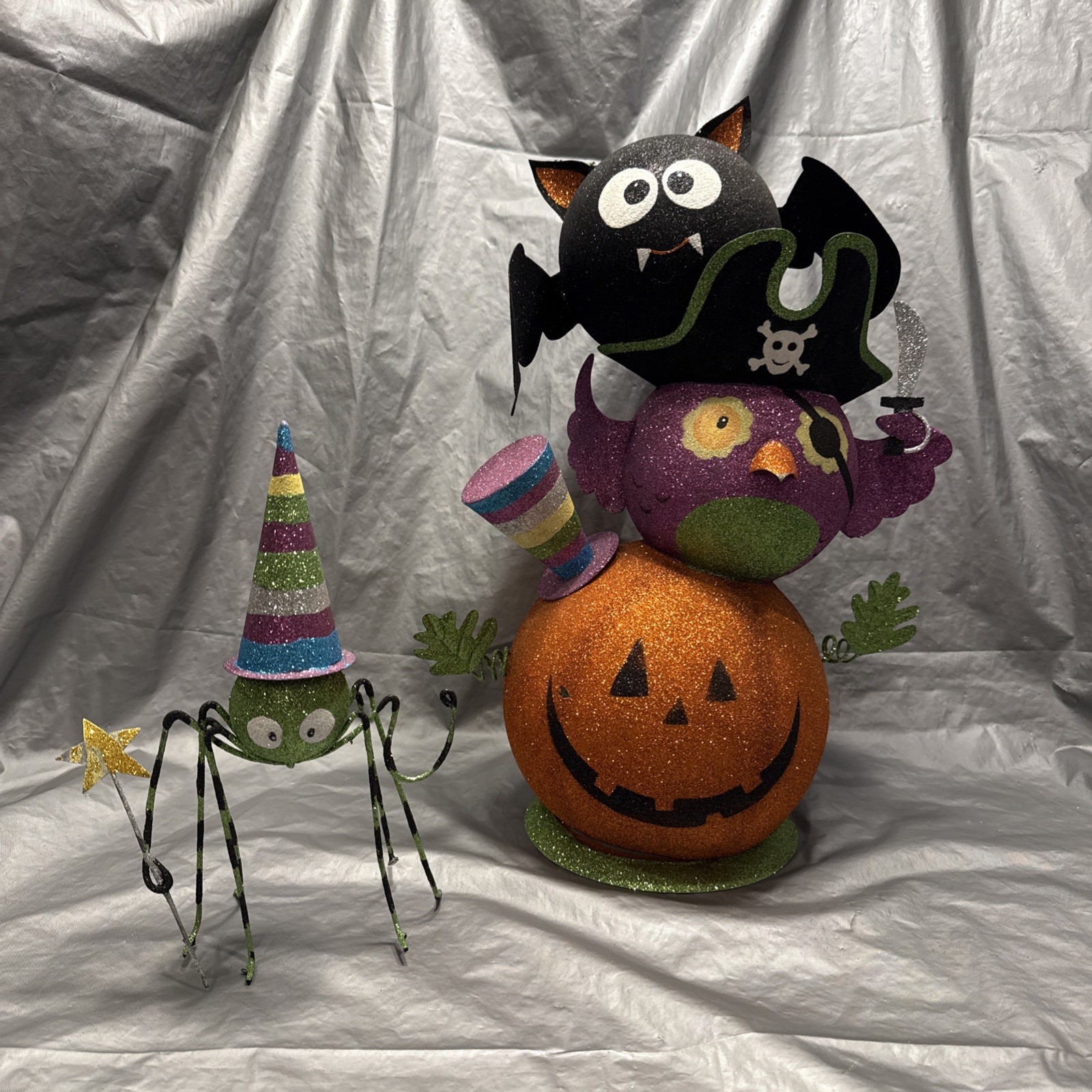 PIER 1 One VTG HALLOWEEN STACK PUMPKIN OWL PIRATE BAT SPIDER Glitter RARE READ PIER 1 One VTG HALLOWEEN STACK PUMPKIN OWL PIRATE BAT SPIDER Glitter RARE READ