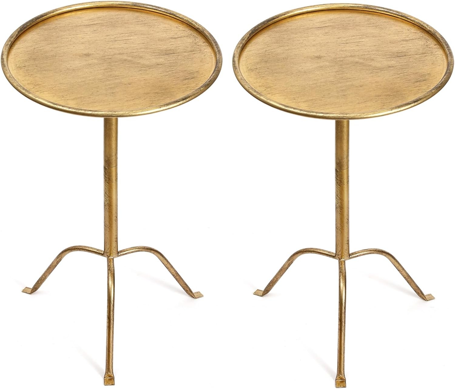 2 Pcs Small Bronze Pedestal Side Table – 21.25" Tall Metal Martini Table 2 Pcs Small Bronze Pedestal Side Table – 21.25" Tall Metal Martini Table