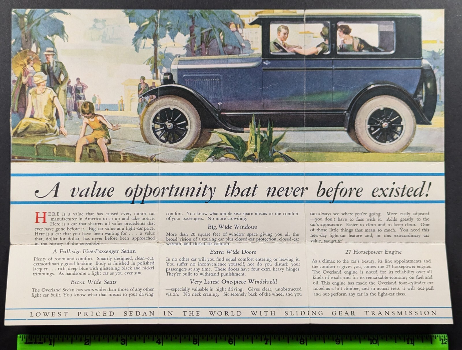 Antique 1920s Overland Six Standard Sedan Foldout Car Auto Brochure Antique 1920s Overland Six Standard Sedan Foldout Car Auto Brochure