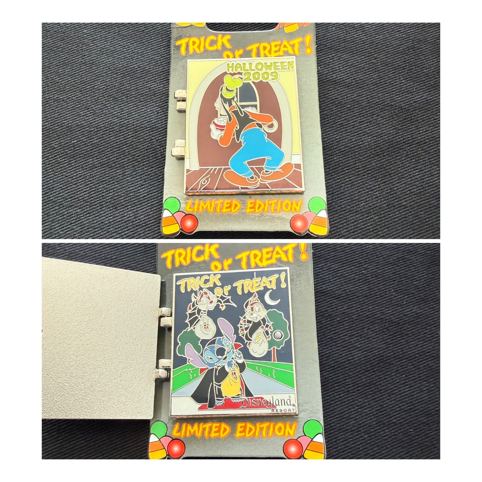 Disney Pin Halloween 2009 Goofy Stitch Chip n Dale Hinged Door DLR LE 1000 NOC Disney Pin Halloween 2009 Goofy Stitch Chip n Dale Hinged Door DLR LE 1000 NOC