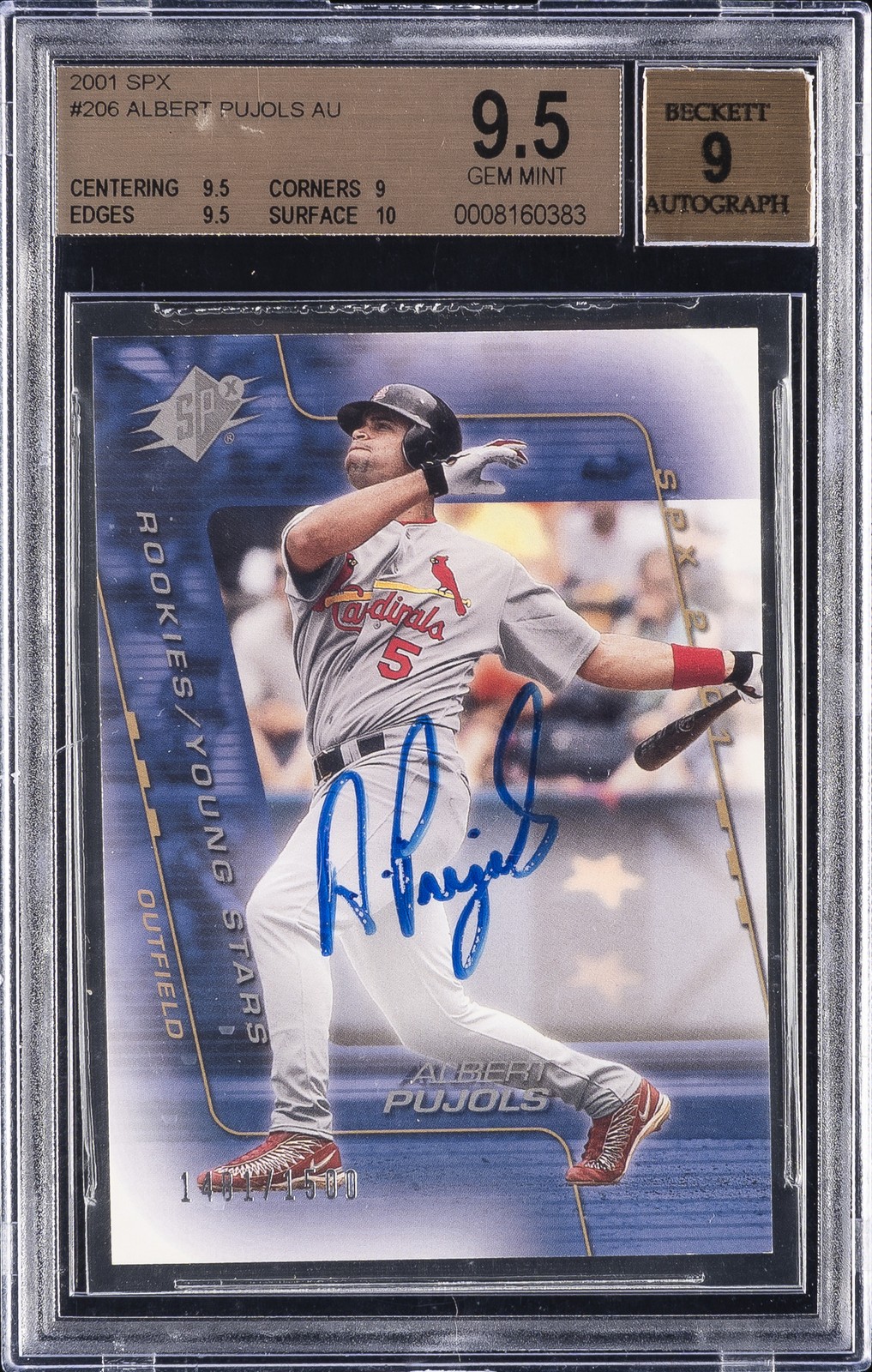 2001 SPX AUTO #206 ALBERT PUJOLS BGS 9.5 2001 SPX AUTO #206 ALBERT PUJOLS BGS 9.5