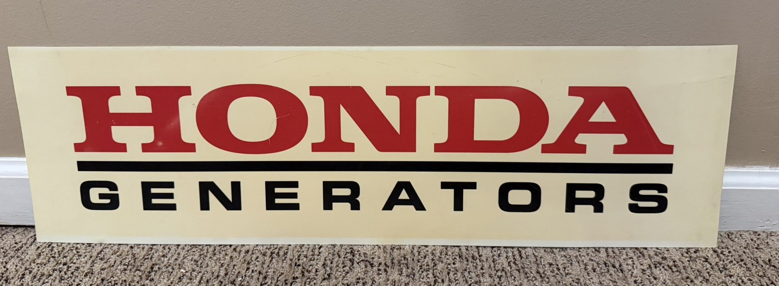 Vintage Honda Dealer Generators Sign Advertisement Plastic 26" x 8" Pumps Power Vintage Honda Dealer Generators Sign Advertisement Plastic 26" x 8" Pumps Power