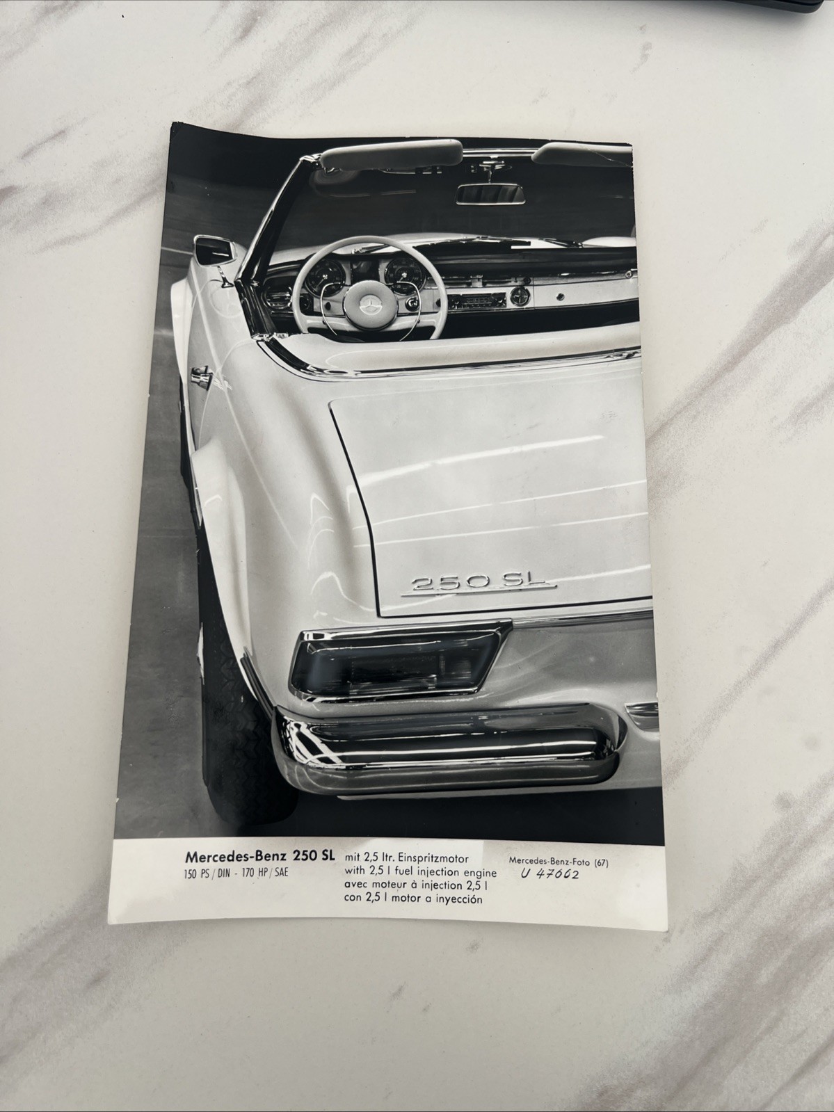 Original period photo photo press factory photo Mercedes Benz 250SL pagoda 1967 Original period photo photo press factory photo Mercedes Benz 250SL pagoda 1967