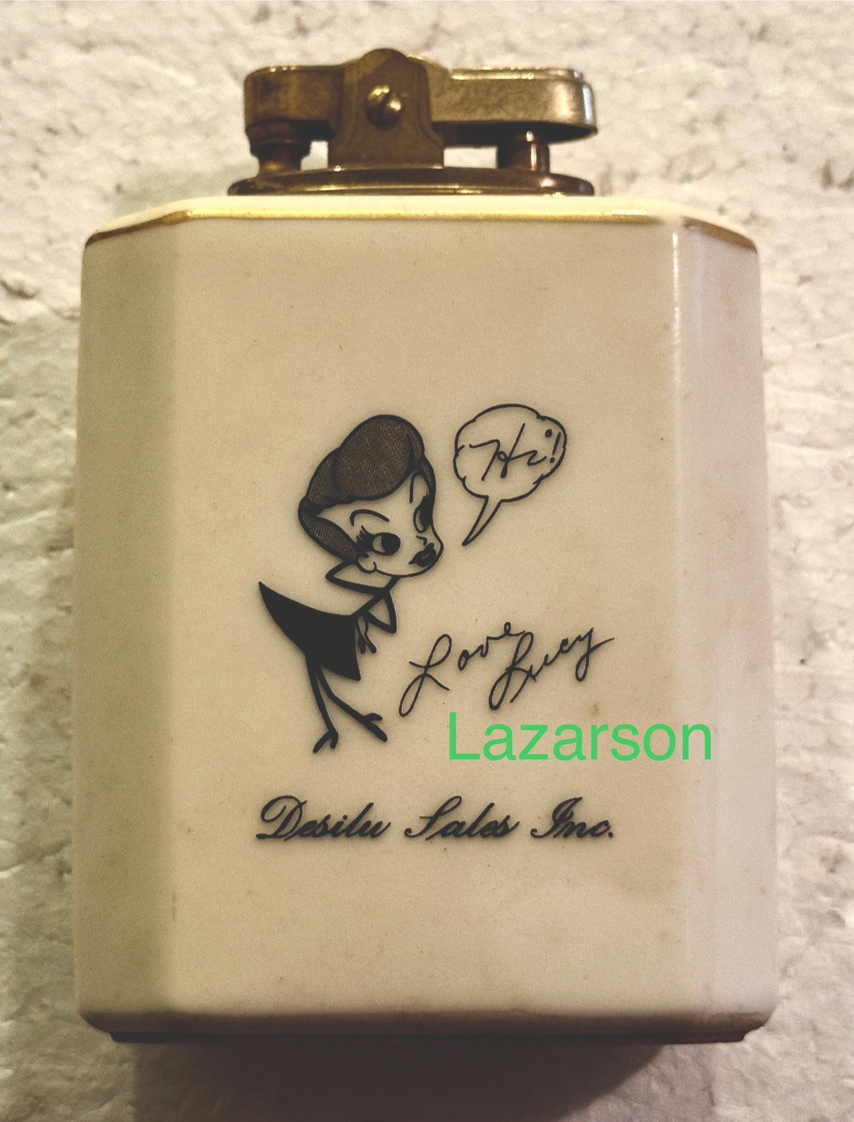I LOVE LUCY RARE CERAMIC GIFTED CIGARETTE LIGHTER 1950s LUCILLE BALL DESI ARNAZ I LOVE LUCY RARE CERAMIC GIFTED CIGARETTE LIGHTER 1950s LUCILLE BALL DESI ARNAZ