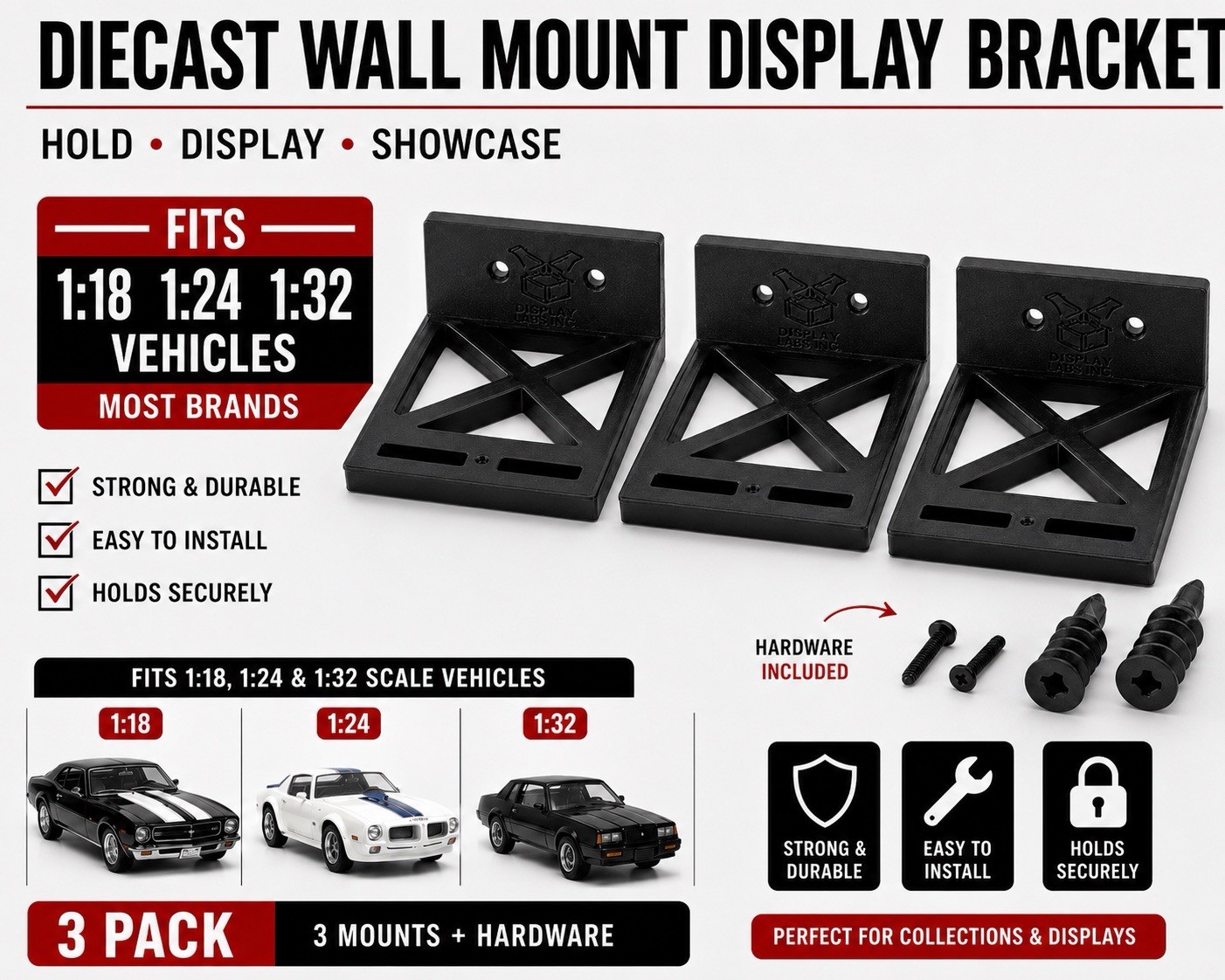 3pk Floating Diecast Wall Mount For All Major Brands 1:24 1:32 adjustable shelf 3pk Floating Diecast Wall Mount For All Major Brands 1:24 1:32 adjustable shelf