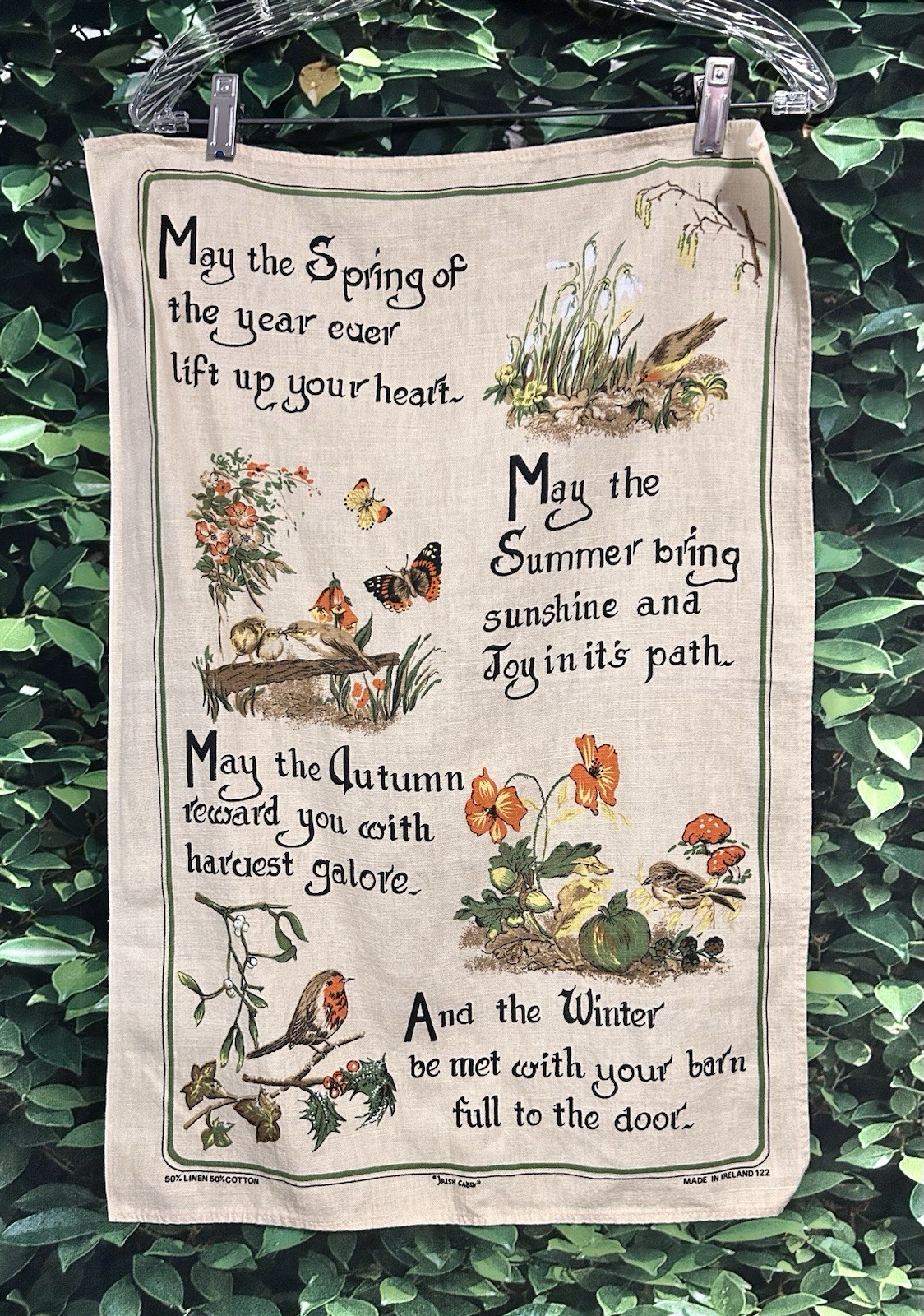 Vintage Irish Linen Tea Dish Towel May The Spring Of The Year Lift Up Your Head Vintage Irish Linen Tea Dish Towel May The Spring Of The Year Lift Up Your Head