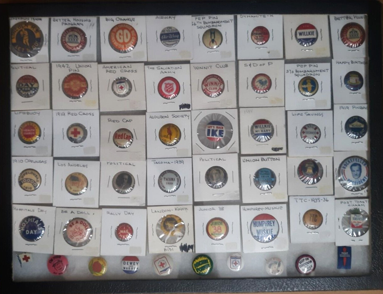 Lot Of 50 Nice Antique / Vintage Buttons Pinbacks Political Advertising Military Lot Of 50 Nice Antique / Vintage Buttons Pinbacks Political Advertising Military