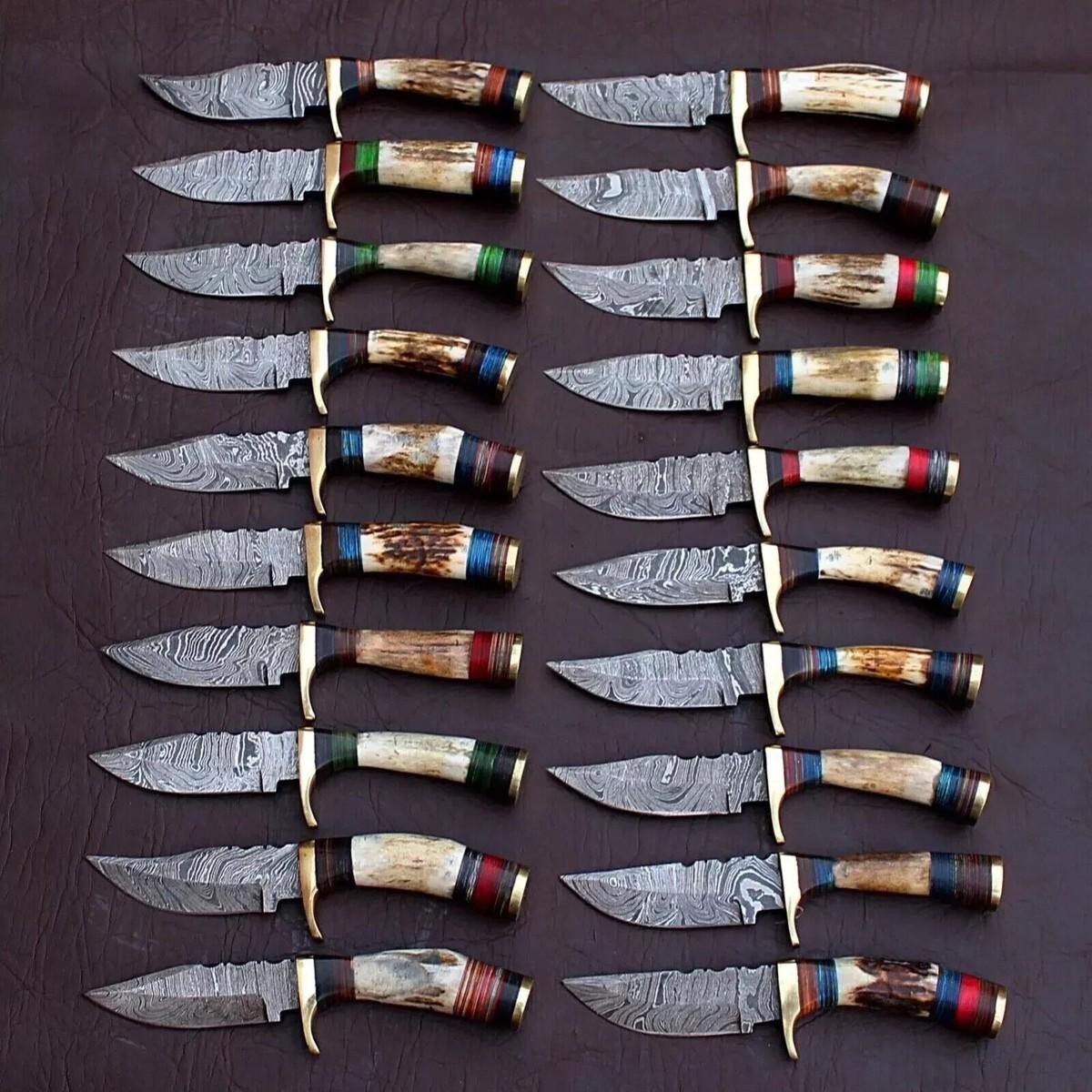 Lot of 50 Pcs Custom Handmade Damascus Steel 6" Stag Horn Knives - From USA Lot of 50 Pcs Custom Handmade Damascus Steel 6" Stag Horn Knives - From USA