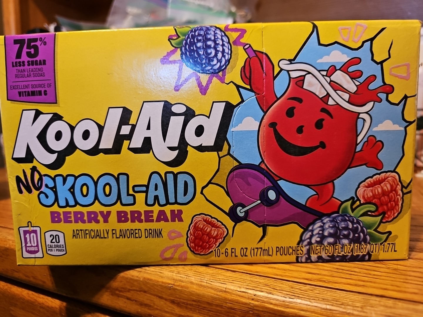 2 NEW KOOL-AID NO SKOOL-AID BERRY BREAR Flavor 20 Pouches Sealed 75% Less Sugar 2 NEW KOOL-AID NO SKOOL-AID BERRY BREAR Flavor 20 Pouches Sealed 75% Less Sugar